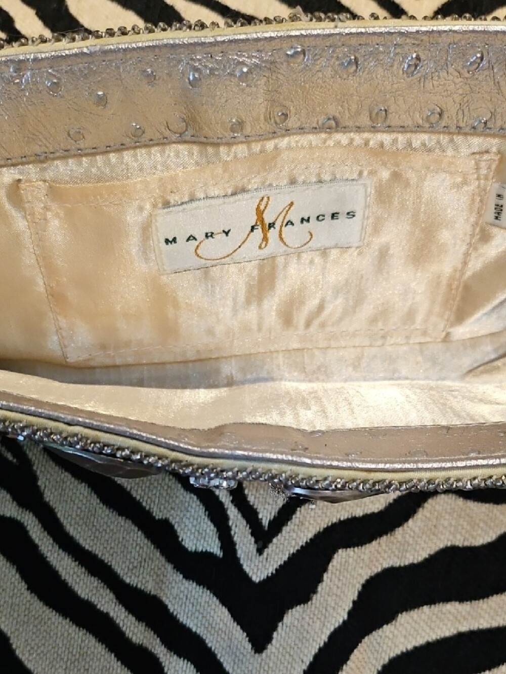 Mary Frances Silver Beaded Evening Clutch - Picture 2 of 5
